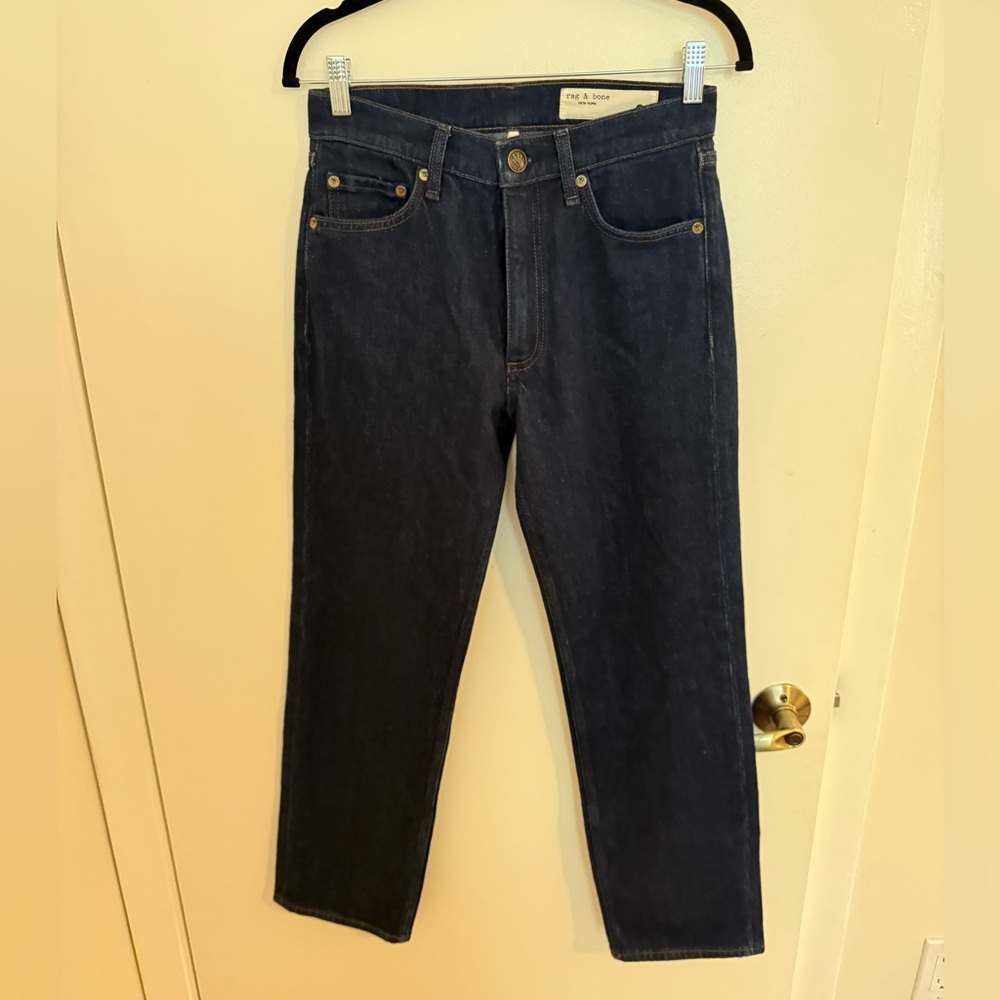 Rag & Bone Dark Rinse Harlow mid-rise ankle straight jeans